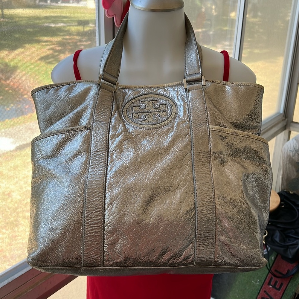 Tory Burch Rare Leather Metallic Tote